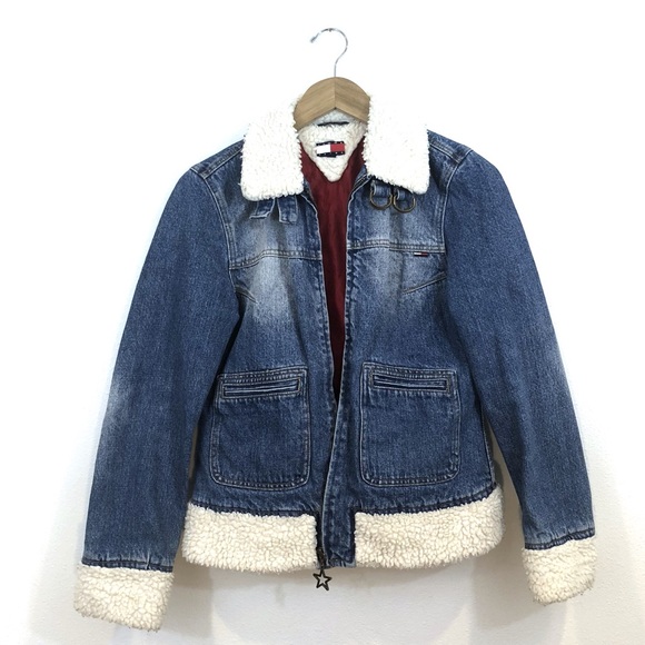 tommy hilfiger 90's denim sherpa jacket